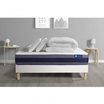 Pack Colchón Viscoelástico Actimemo Morpho 180x200 cm - 24 cm de Altura - Incluye Sommier Blanco, 2 Almohadas y Edredón - Confort Equilibrado