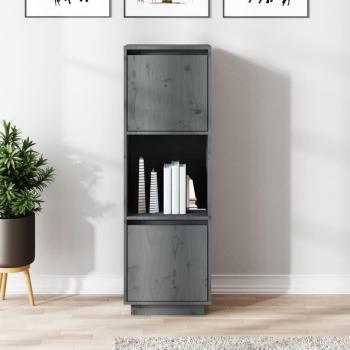 Aparador alto de madera maciza de pino 38x35x117 cm, Mueble de Almacenaje de Salón, Buffet para salón Moderno, Armario Auxiliar, Armario de Almacenamiento en color gris