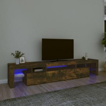 Soporte para TV con luces LED color roble ahumado 215x36,5x40 cm