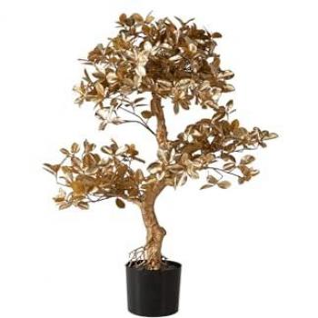 Árbol Ficus Dorado con Maceta 70x42x89 cm - Plantas Artificiales Resistentes y Duraderas