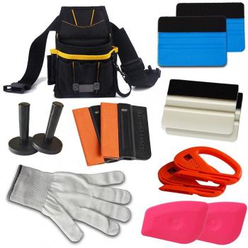 Ehdis® Automotive Teñido de Ventana Kits: Herramienta de la bolsa, fieltro escobilla de goma, Magnet Holder, snitty cortador del vinilo, guantes resistentes a los cortes, Lil Chizler raspador