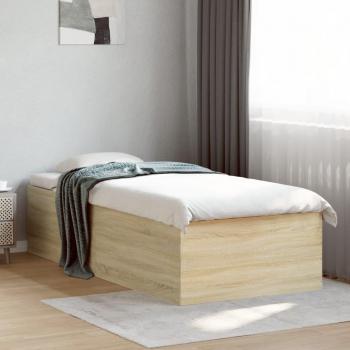 Cama Sonoma de Madera Multicapa 90x190 cm, Estructura de Madera de Ingeniería en Color Marrón