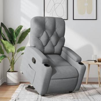 Sillón reclinable elevable de tela gris claro Vidaxl con mecanismo de reclinación, tapizado en tela suave y resistente, estructura robusta, diseño ergonómico y funcionalidad elevadora