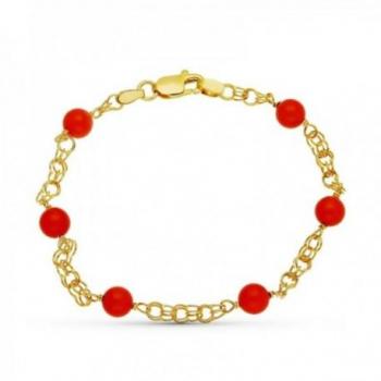 Pulsera Inmaculada Romero Oro 18k Niña 17 Cm Coral Fino Mosquetón
