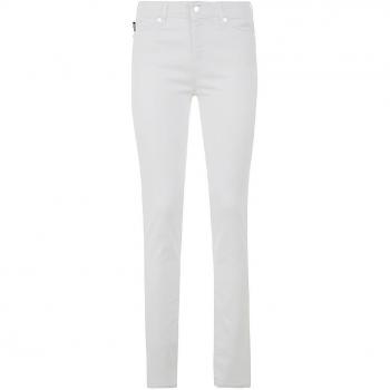 Chic White Cotton Blend Denim Pants