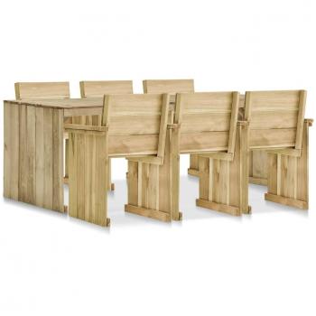 Set de muebles de comedor de jardín 7 piezas madera pino impregnada