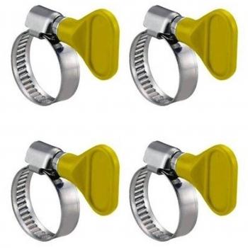 Set 4pz Abrazaderas de Manguera 32mm Acero Sin Tornillo con Mariposa para Agua y Gas