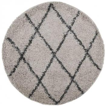 Alfombra de pelo largo moderna PAMPLONA beige y antracita Ø 120 cm