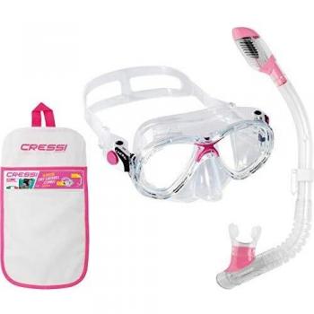 Cressi Marea Conjunto Combo de Snorkel, Unisex niños, Transparente/Rosa, Talla Única