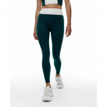 Legging deportivo bicolor de cintura alta Black Limba Flexfit Verde y Crema para mujer - Talla L