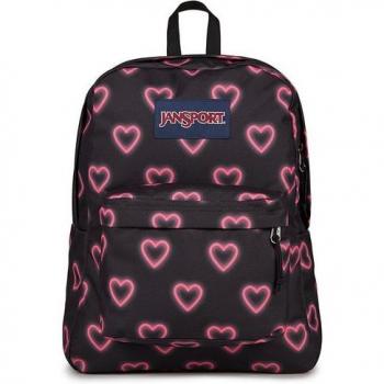 Mochila juvenil y funcional Superbreak One Jansport negra estampada, capacidad 25 litros