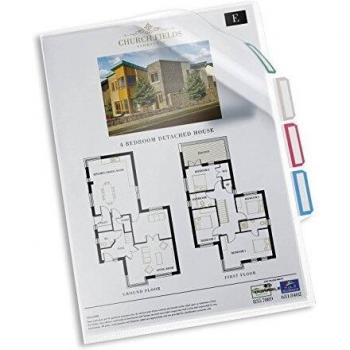 Funda Organizadora A4 Durable, Transparente, con 3 Divisiones y Paquete de 5 Piezas