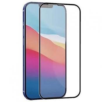 muvit for change Protector Pantalla iPhone 12 Pro MAX Vidrio Templado Plano Marco Negro Antibacteriano