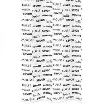 Cortina de ducha textil con anillos Savon en color blanco con Inglés, color Francés, en 3 diferentes tamaños, poliéster, Weiß, 180 x 200 cm