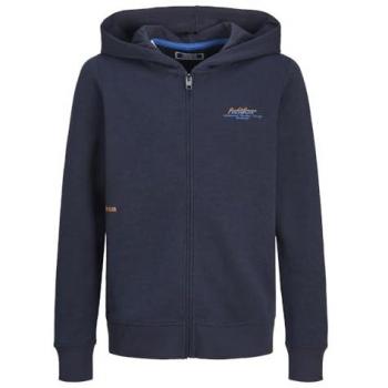 Chaqueta Sudadera con cremallera Jack & Jones Junior JJGREAT B2S Logo Zip Hood JNR, color navy blazer, para niño
