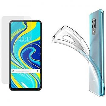 Pack 2 en 1 Funda Gel Transparente + Protector de Cristal Templado para Xiaomi Redmi Note 9S / Note 9 Pro - Protección Completa