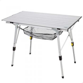 Mesa Plegable AKTIVE de Aluminio 90x51 cm, Altura Ajustable, Antideslizante, Soporta 30 kg, Malla Extraíble, Ideal para Camping y Picnic
