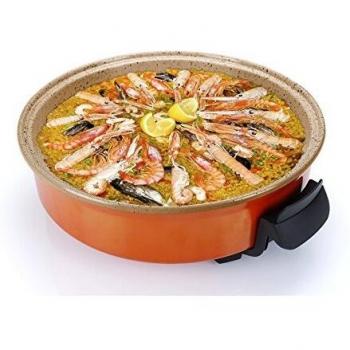 Grill ELECTRICO DE 40 CM con Recubrimiento DE Natural Stone,Resistente A LA Abrasion,Y con Tapa DE Vidrio Templado Y Salida DE Vapor