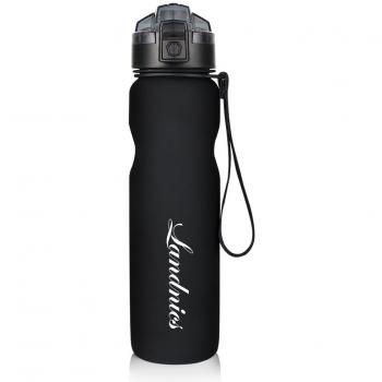 Botella de Agua Deportiva 1L, A Prueba de Fugas, sin BPA,Ideal para Correr, Acampar, Ir de excursión, Viaje, Andar en bicicleta, Gimnasio y Otras Actividades al Aire Libre-Negro