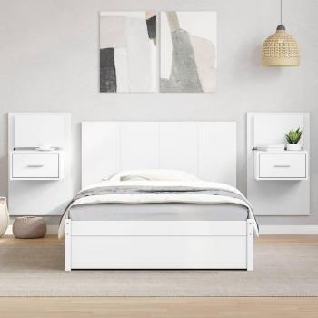 Cabecero de cama con mesitas de madera de ingeniería blanco 120 cm vidaXL