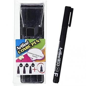artline EK-280/3W + 1 853 - Bolsa de 3 rotuladores calibrados micrométrico, color negro