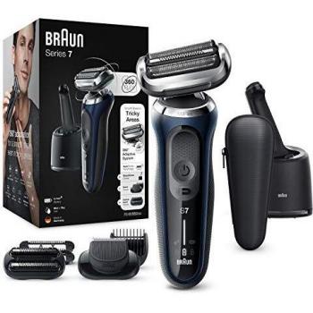 Braun Series 7 70-B7850cc Afeitadora Eléctrica, máquina de afeitar barba hombre de lámina, Con Centro De Limpieza SmartCare, 2 Accesorios EasyClick, Uso En Seco Y Mojado, Recargable, Inalámbrica, Azul