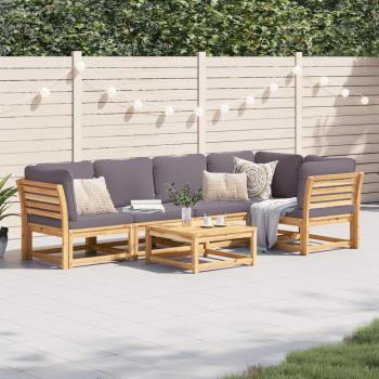 6-Piece Solid Acacia Wood Garden Lounge Set with Cushions
