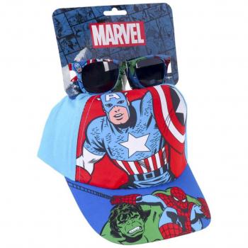 Gorra y gafas de sol Avengers para niño, color azul, talla 53 cm