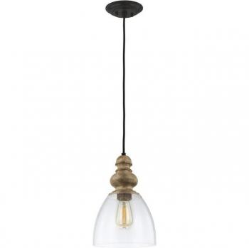 Lámpara Colgante Driftwood de Zinc Negro 34,9 cm - Elstead Matrimonio 1 Luz Dome