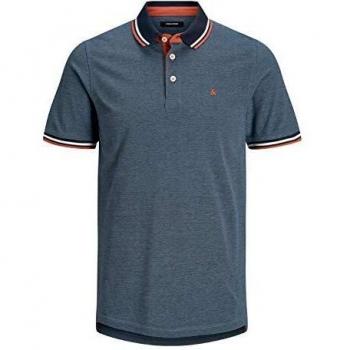 Jack & Jones Paulos Slim Fit Short Sleeve Polo Shirt in Denim Blue, Size XS