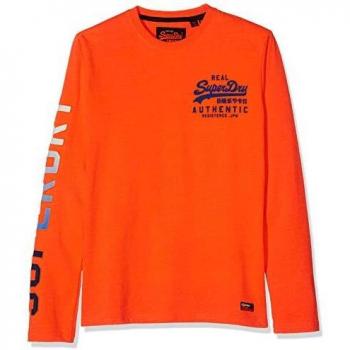 Superdry Vintage Logo Authentic Fade L/s tee Camisa Manga Larga, Naranja