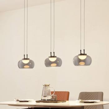 Lámpara colgante LED Dain, 3 luces, gris humo, cristal