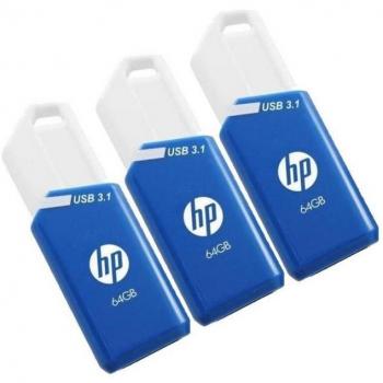 Pack de 3 Pendrives HP X755W 64GB USB 3.1 Azul