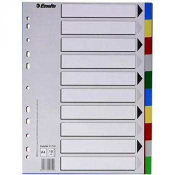 Esselte Separadores de plástico, PP, Tamaño A4, Gama ECO, 10 pestañas, Multicolor, 11710