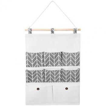 Organizador Colgante de Pared 8 Bolsillos Algodón Lino 35x52 cm