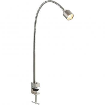 Lámpara de pinza LED Hanilo en níquel satinado, moderna, color gris, hecha de aluminio, para salón y comedor, con 1 lámpara