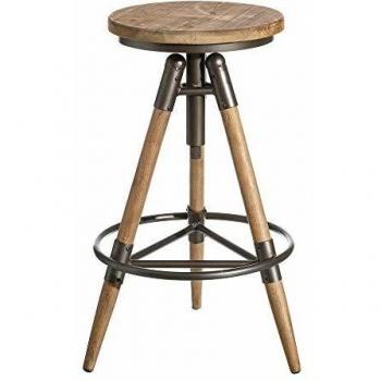 Taburete Alto de Bar de Madera de Abeto marrón rústico para salón Factory - LOLAhome