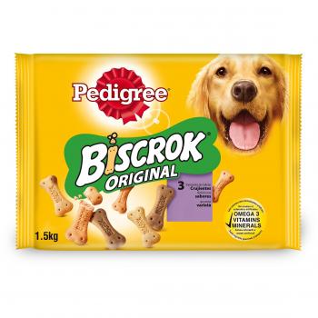 Pedigree Biscrok Galletas para Perro de 3 Sabores, 1500g (Pack de 6)