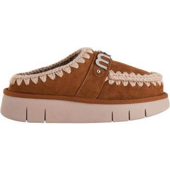 Mou BOUNCE CLOG METAL LOGO Women's Clogs (Shoes) in Brown, Size: 11 US Cognac Suede Bounce Clog Slippers