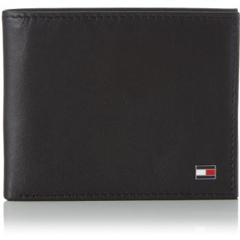 Cartera de Cuero Tommy Hilfiger Eton Mini CC para Hombre, Negra con Espacio para Seis Tarjetas
