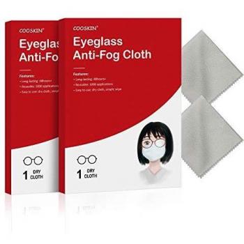 COOSKIN Paño antivaho para anteojos, reutilizable 1000 veces y dura 48 h, Paño de limpieza antivaho para gafas, Limpiador/ropa antivaho en seco, Deja de empañarse/Spray antivaho para gafas 2 pieza