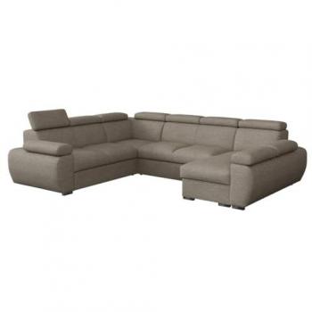 Sofá rinconero Columbus 214, gris, con función de descanso y caja de ropa de cama, dimensiones 325x260x85cm