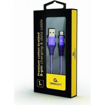 Cable de conector Lightning Gembird CC-USB2B-AMLM-1M-PW violeta, blanco