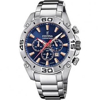 Festina Chrono Bike 2021 F20543/4 Men's Analog Chronograph Watch with Blue Dial and Stainless Steel Bracelet