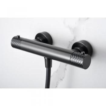 Kit ducha termostático Génova black gun metal de IMEX