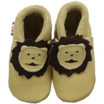 Pololo Leonardo valonea 1-02-104 - Zapatillas de casa de cuero para niños, color beige, talla 22/23