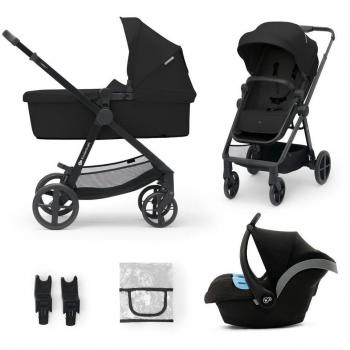 Kinderkraft Newly Cochecito 3 en 1 Sistema de Viaje Carrito Bebé Silla Paseo Ligera Plegable con Silla de Coche Negro