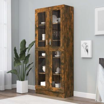 Vitrina de madera contrachapada roble ahumado 82,5x30,5x185,5 cm mueble de almacenaje estantería para oficina, estudio, sala de estar y dormitorio
