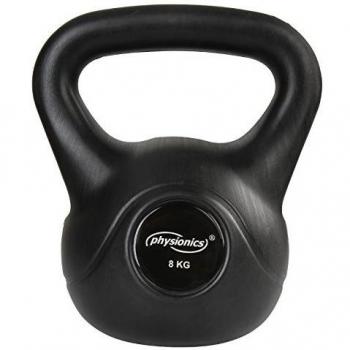 Physionics - Kettlebell o pesa rusa esférica para la musculación en color negro - 8 kg