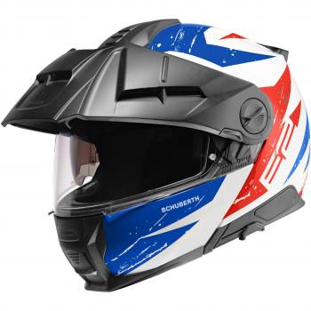 Casco Modular Schuberth E2 Explorer - Seguridad y Confort Garantizados, Azul, Blanco Rojo Azul (XL)